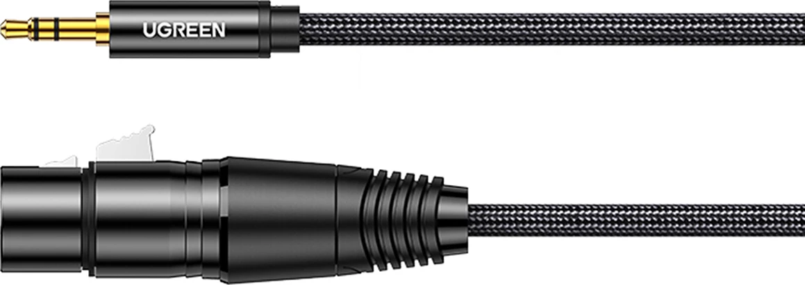Kabllo audio Ugreen AV182, mini jack 3.5mm (mashkull) në XLR (femër), 1m, e zezë