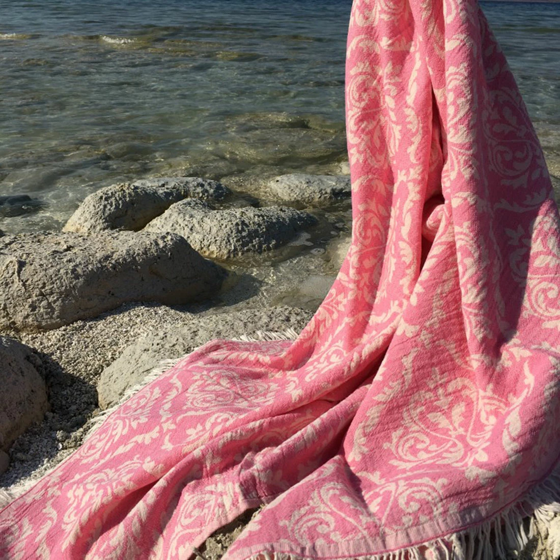 Peshqir plazhi Fouta, ngjyrë rozë, Mijölnir Barok, 90x170cm