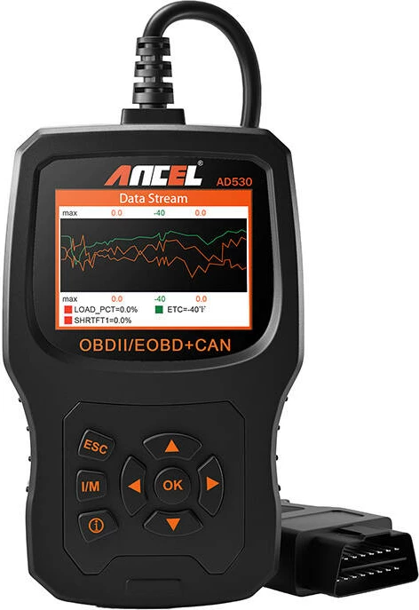 Skaner diagnostikues Ancel AD530 OBD2/EOBD+CAN, ekran me ngjyra, i zi