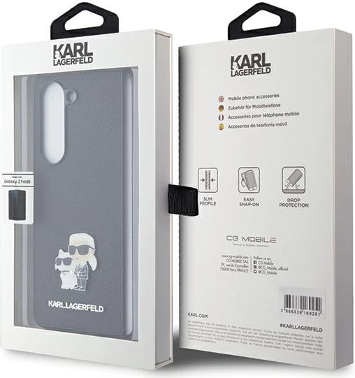 Mbështjellës Karl Lagerfeld Saffiano Karl&Choupette Pin për Samsung Galaxy Z Fold 5, i zi