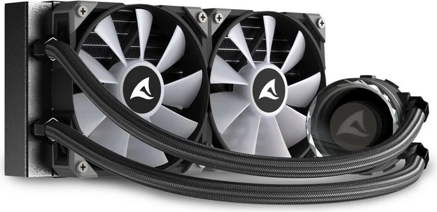 Ftohës uji Sharkoon S80 RGB, 2x12cm, për procesor, RGB, i zi