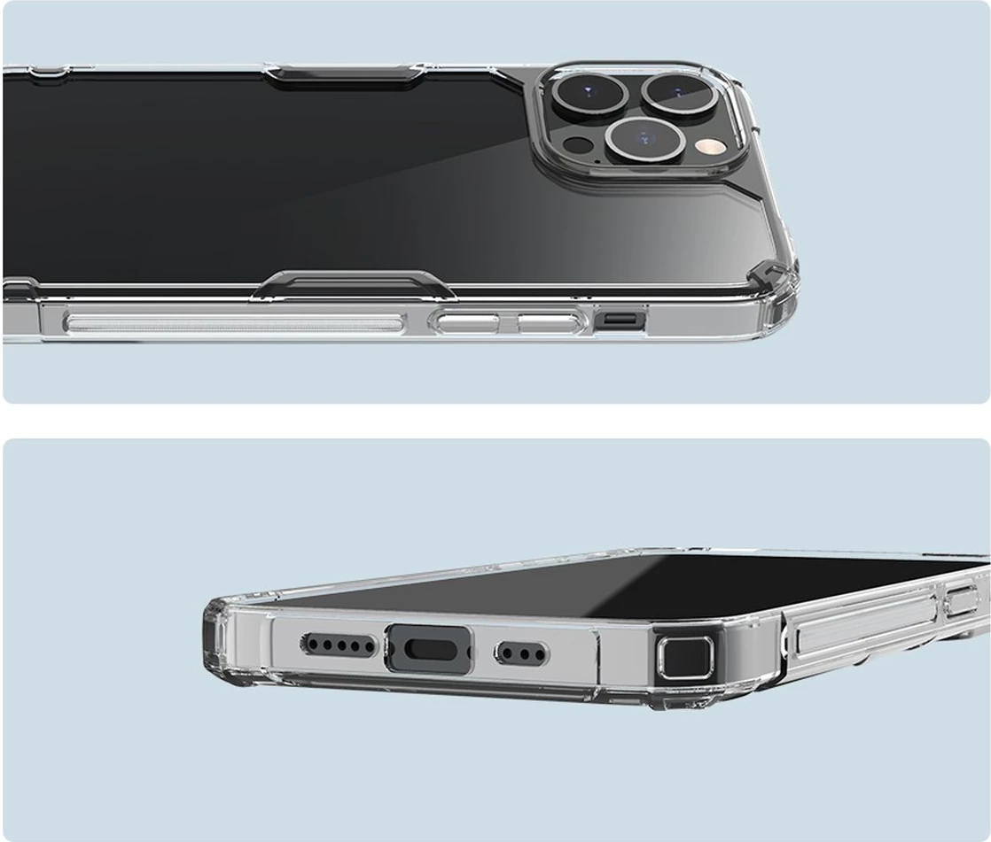 Mbështjellës Nillkin Nature Pro për iPhone 14 Pro, i fortifikuar, Kaltër/Transparent