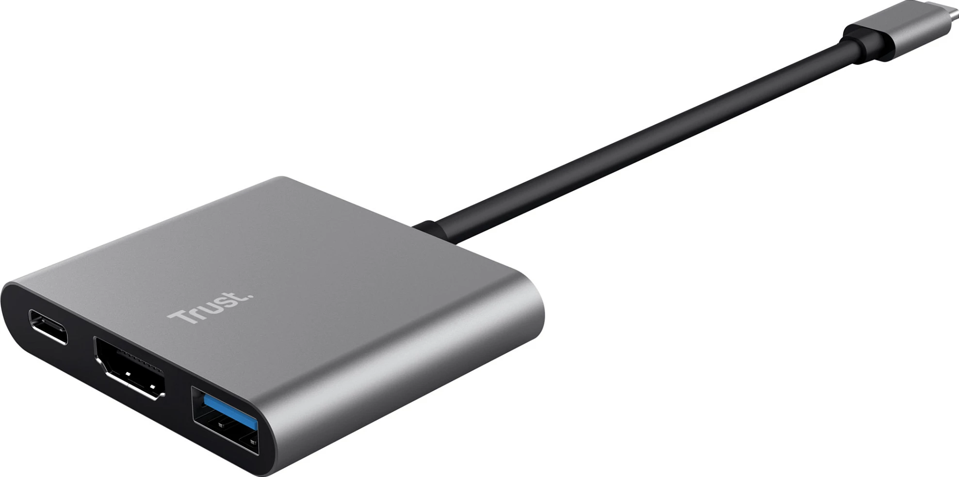 Adapter/Hub USB-C Trust Dalyx 3-në-1, HDMI, USB-A, USB-C PD 100W, alumin/zi