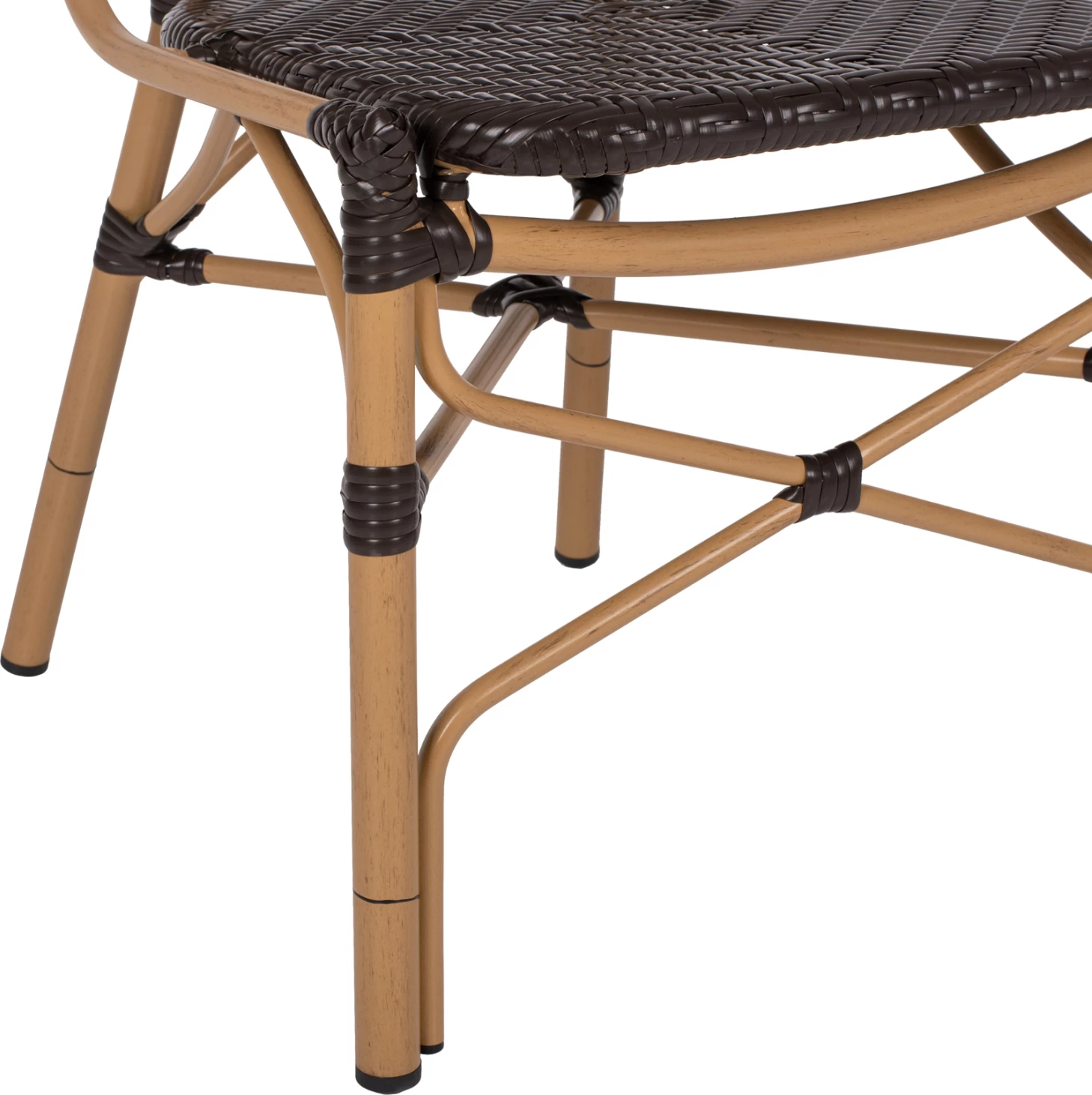 Karrige alumini me pamje bambuje dhe ratan PE në ngjyrë kafe FH5925.01 47x58x95Hcm