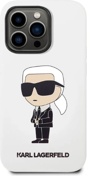 Mbështjellës Karl Lagerfeld Silicone Ikonik për iPhone 14 Pro Max, Bardhë