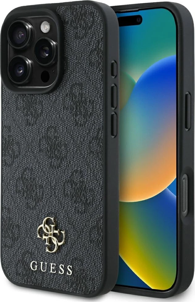 Mbështjellës Guess 4G Small Classic MagSafe për iPhone 16 Pro Max, i zi