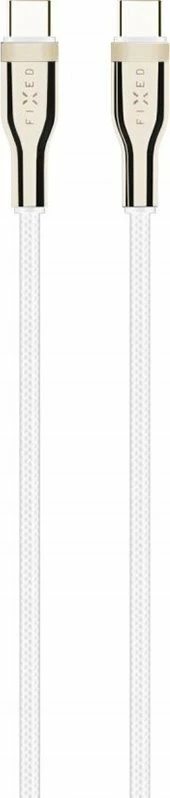Kabllo USB-C në USB-C Fixed FIXDB-CC12-WH 1.2 m 100W e thurur, e bardhë, me organizues dhe rrip Velcro