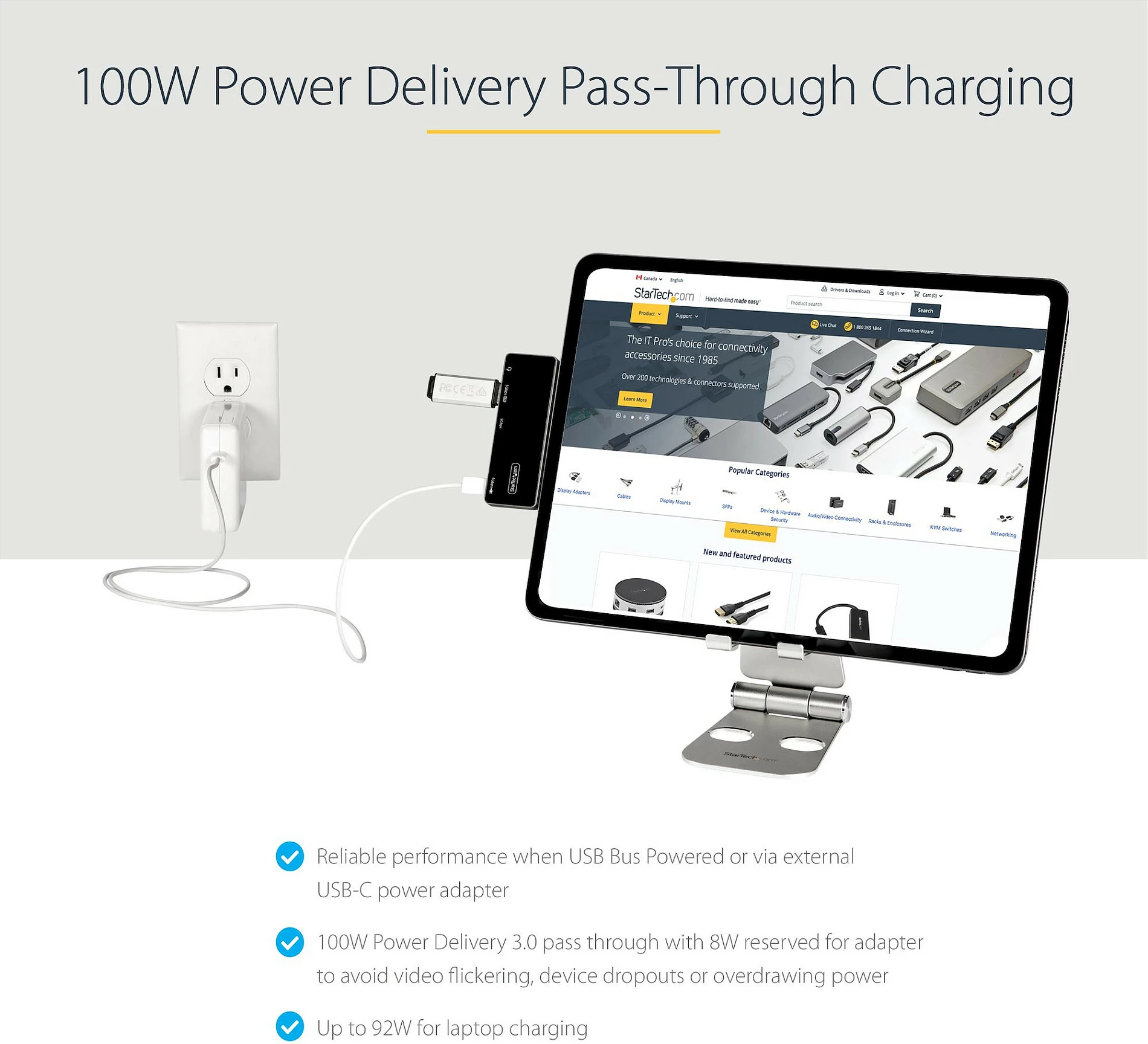 Adapter multiport USB-C StarTech DKT30ICHPD, HDMI 4K 60Hz, USB 3.0 Hub, Power Delivery 100W, Audio 3.5mm, i zi/argjendtë