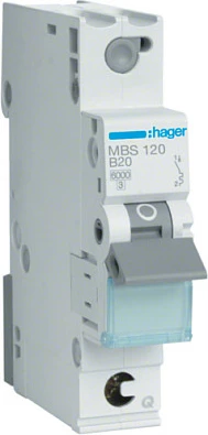 Automat sigurimi Hager MBS120, 1-pol, B20A, 6kA, 1 modul