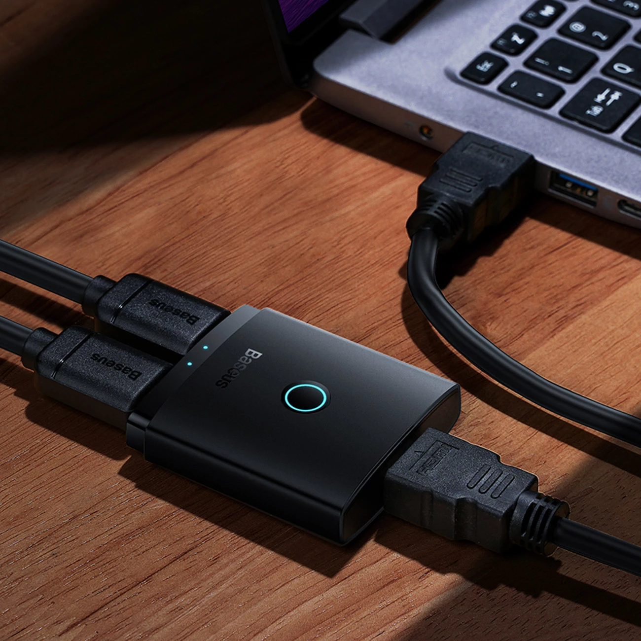 Adapter HDMI 2-në-1 Baseus AirJoy, 4K 60Hz, me kabllo 1m, i zi