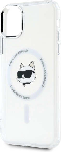 Mbështjellës Karl Lagerfeld IML Metal Choupette Head MagSafe për iPhone 11, Bardhë
