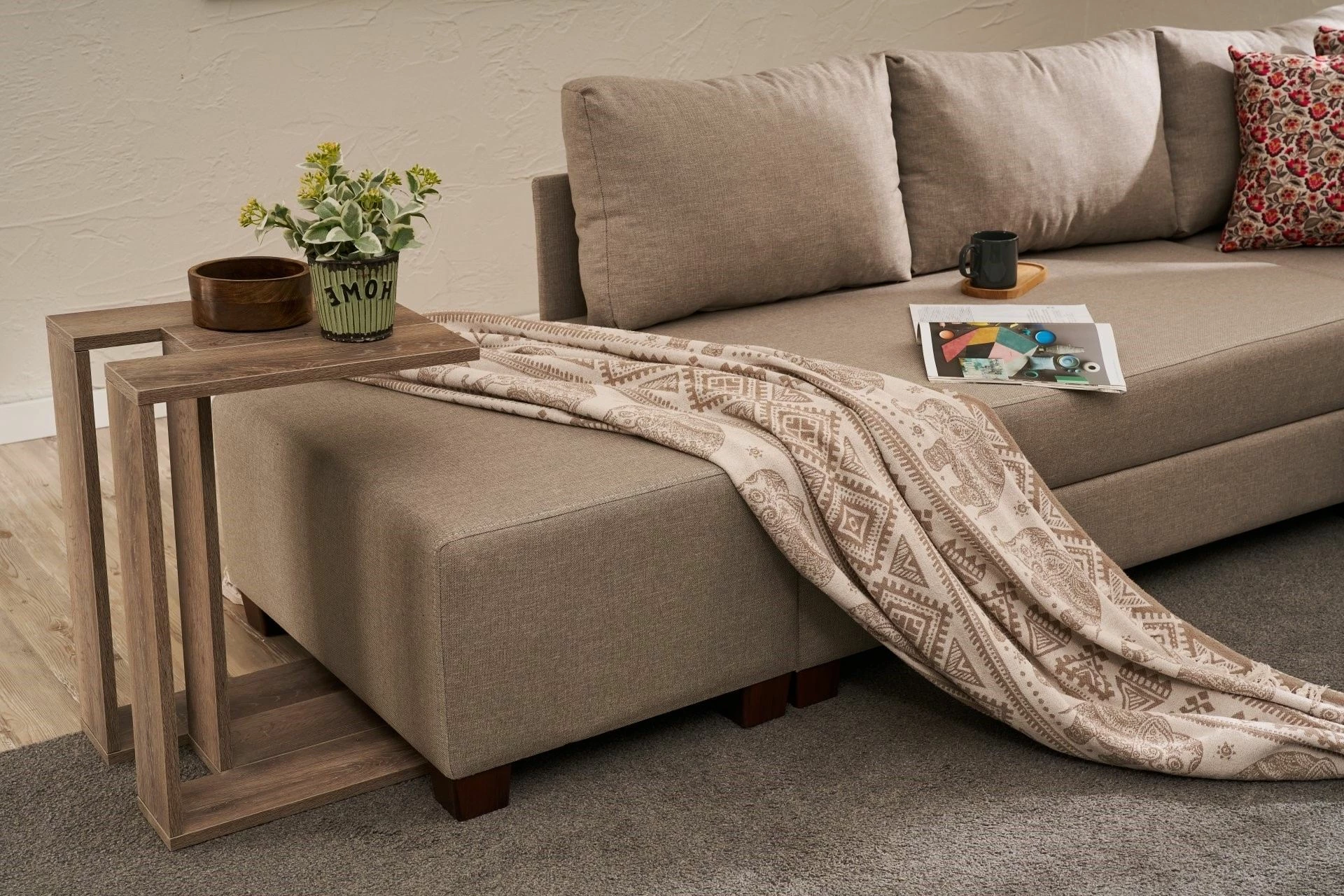 Kënd divan-krevat Atelier del Sofa, Aly majtas, bezhë