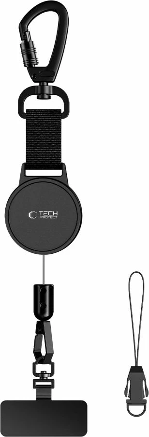 Mbajtëse telefoni anti-vjedhje Tech-Protect UrbanLoop, kabllo çeliku tërheqëse 65 cm, set me 2 adaptera, e zezë