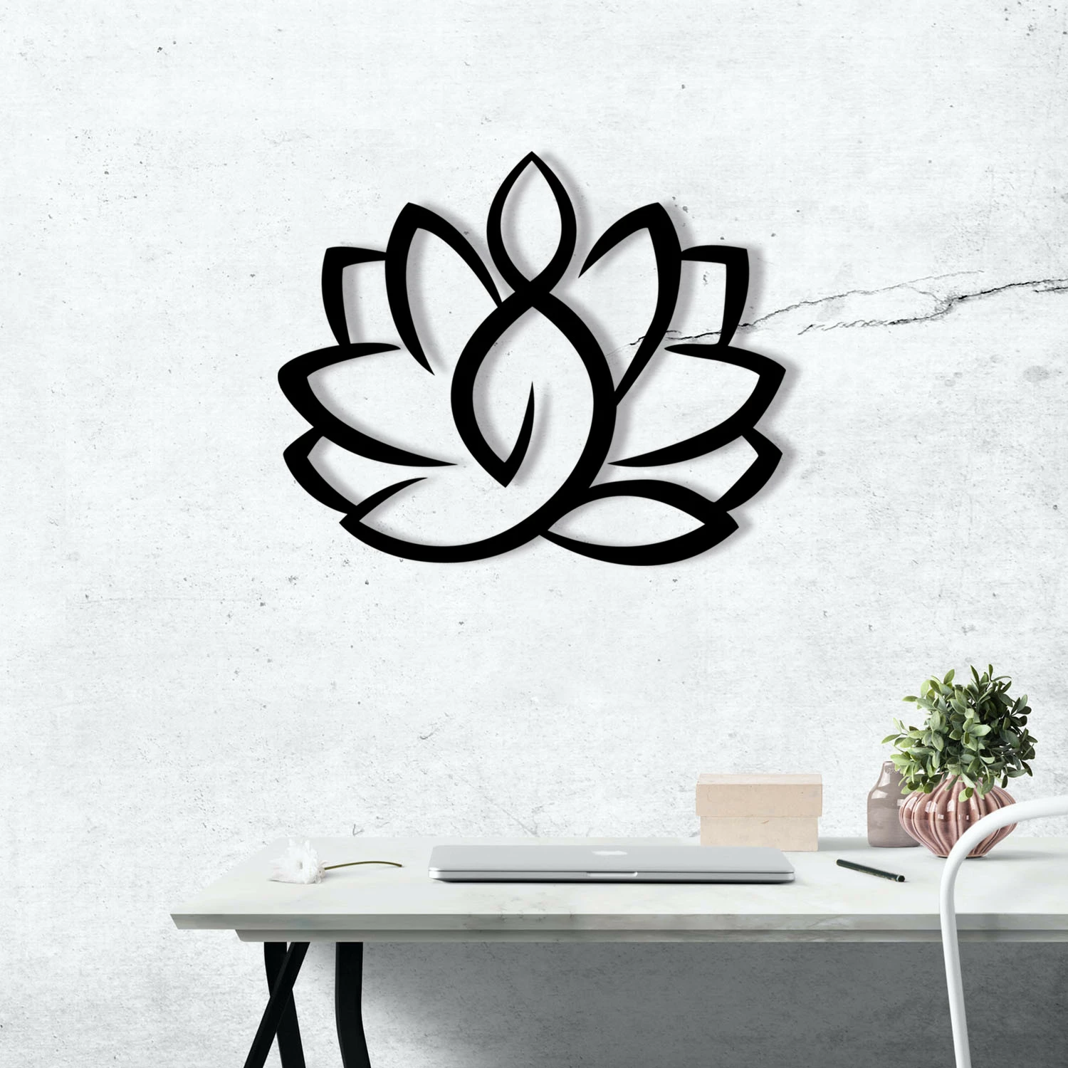 Aksesor dekorativ metalik për mur, lotus, Wallity, M114