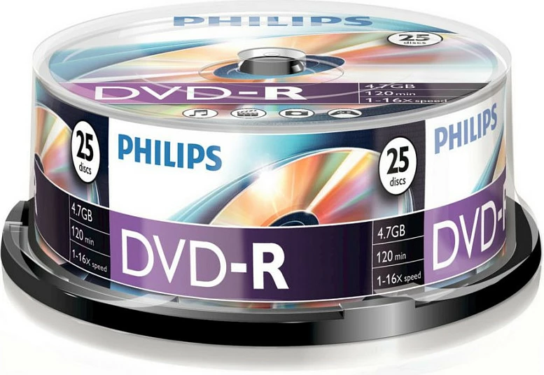 DVD-R Philips SP 4.7GB 16x, 25 copë