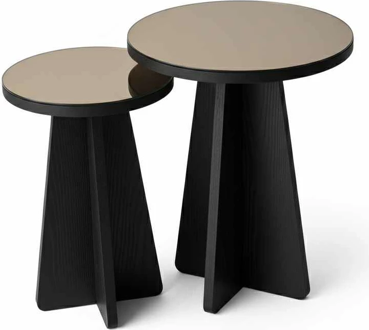 Set tavolinash anësore Skye Decor, Luna, e zezë-bronz