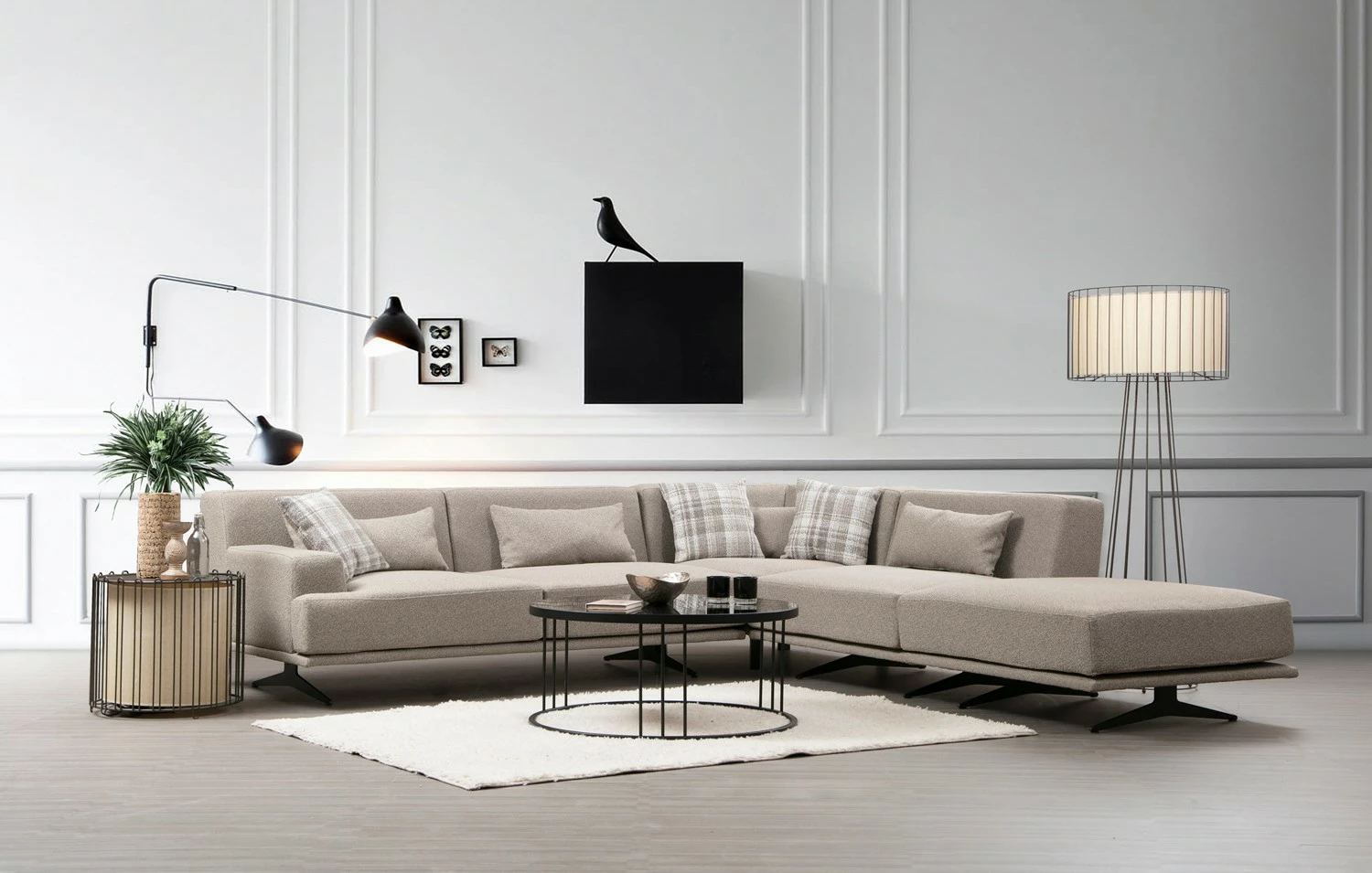 Kënd-sofë Atelier del Sofa, Bentley Corner (L3-C-O1-PUF), bezhë