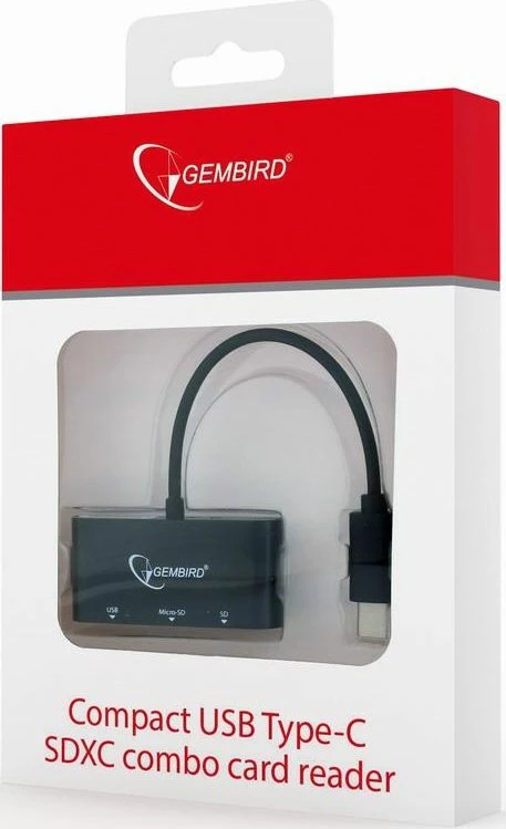 Lexues kartelash USB-C Gembird UHB-CR3-02, SD/microSD + portë USB, i zi
