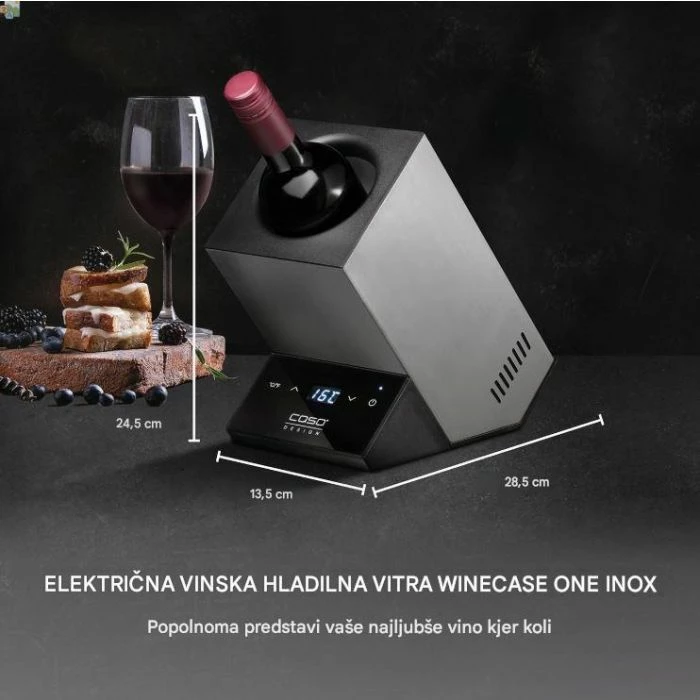 Ftohës shishe vere CASO WineCase One (MPN 614) 5-18°C, 1 shishe, e zezë/argjendtë