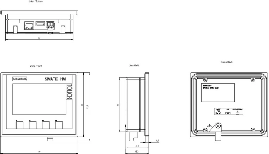 Panel HMI Siemens SIMATIC KTP400 Basic 6AV2123-2DB03-0AX0, IP65, gri