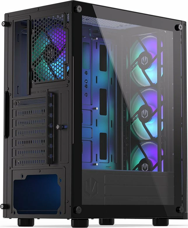 Kasë Endorfy Ventum 200 ARGB EY2A014 Midi Tower ATX me xham të kalitur, 4x120mm PWM ARGB fans, pa PSU, e zezë