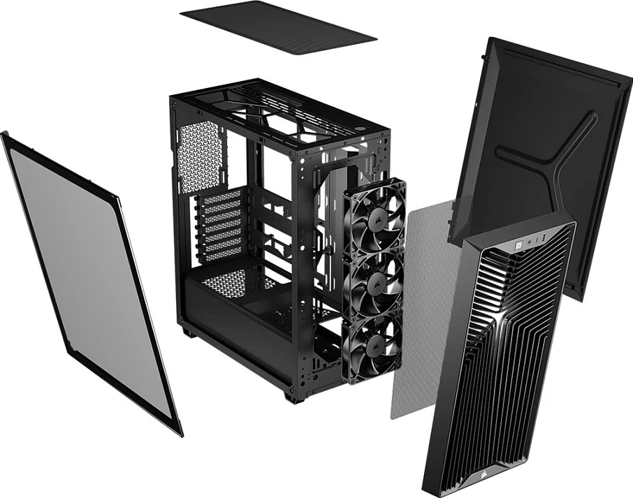 Kasë Corsair 3200D RS, Midi Tower, xham i kalitur, 3x120mm fanë, USB-C, e zezë