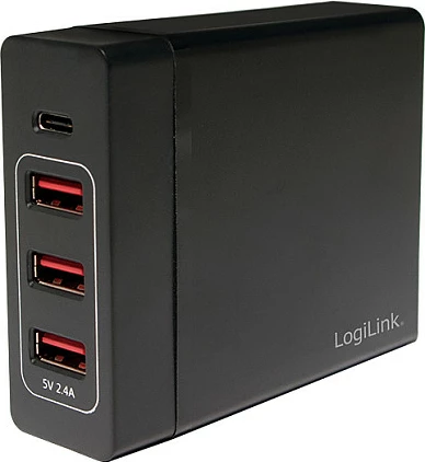 Adapter/karikues tavoline LogiLink, 3x USB-A + 1x USB-C, 60W, i zi