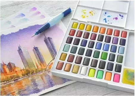 Set akuarel Faber-Castell 169748, 48 ngjyra, brushë uji, multikolor