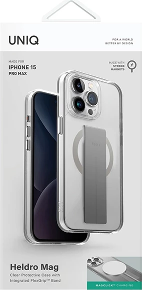 Mbështjellës UNIQ Heldro Mag Magclick për iPhone 15 Pro Max, transparent