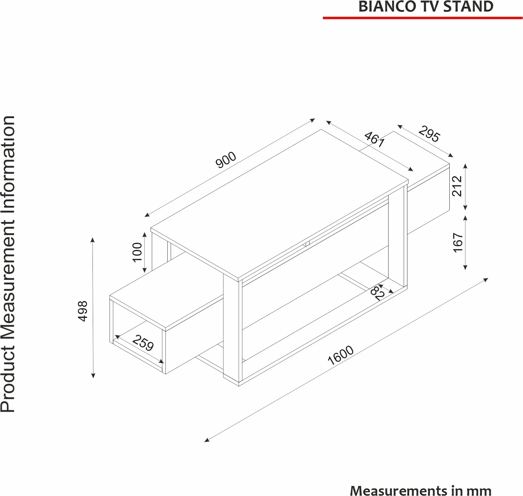 Komodë TV Hanah Home, ngjyrë travertin, Bianco