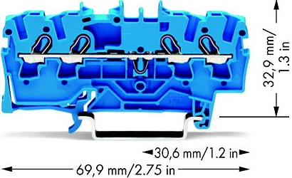Klemë lidhëse WAGO 2002-1404, 4-përçues, 2.5 mm², 32 A, blu
