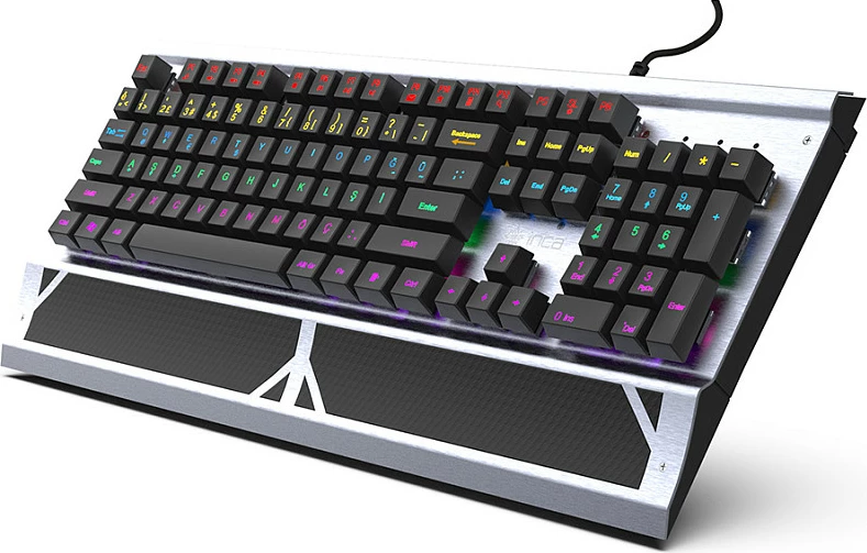 Tastierë mekanike gaming Incase IKG-444, RGB, full-size, layout gjerman, gri
