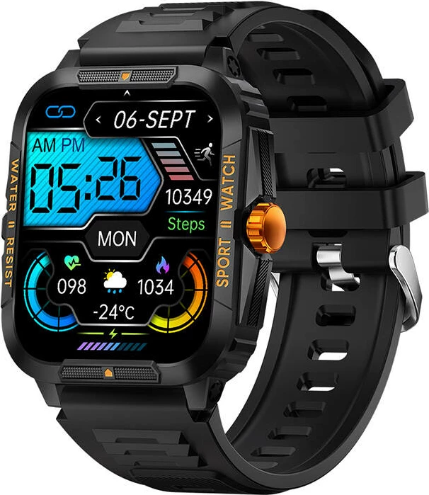 Smartwatch Colmi P76, 1.96", 430 mAh, i zi dhe portokalli