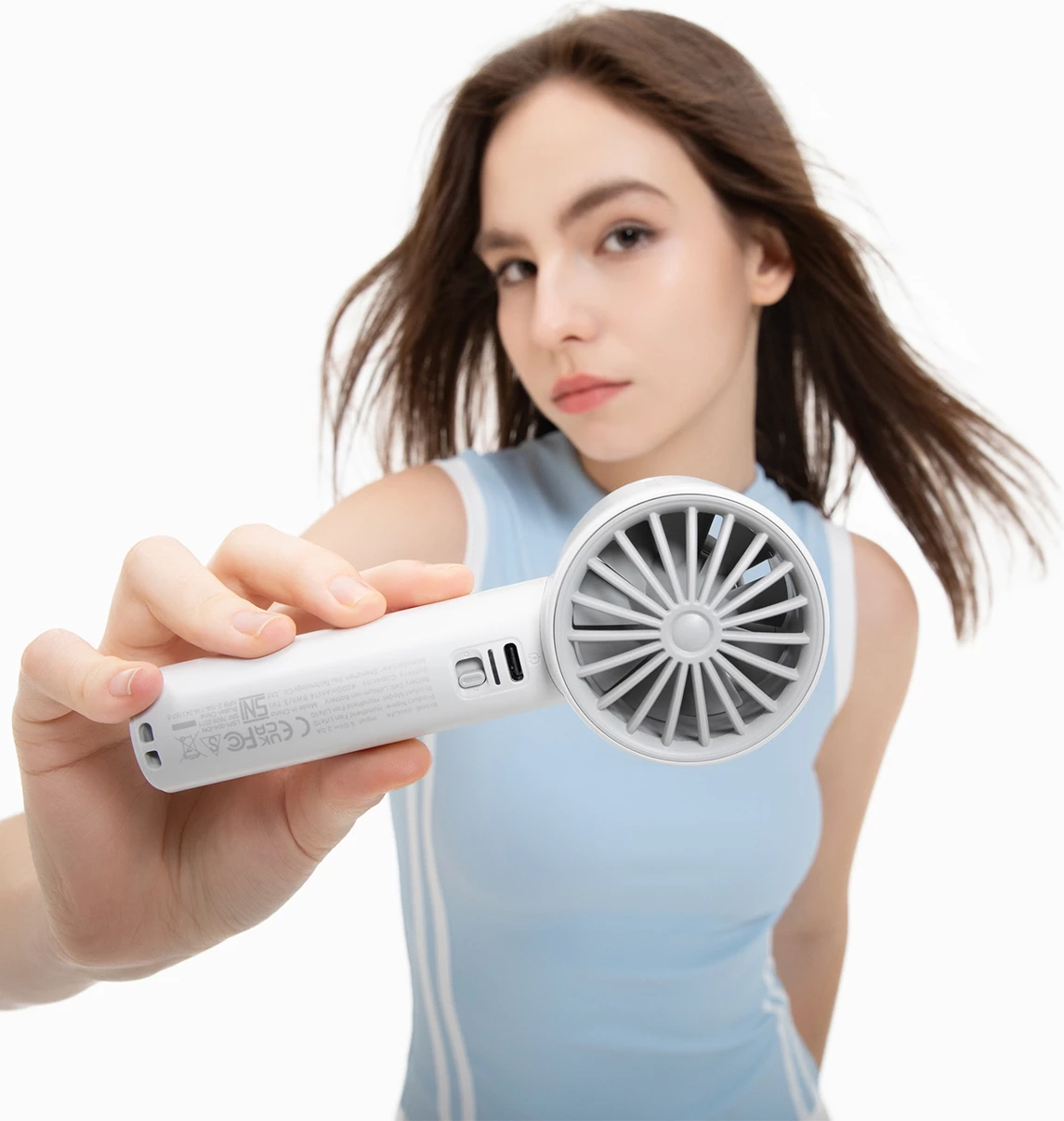 Ventilator dore Jisulife Handheld Fan 10 4000mAh USB-C, gri, set (kabllo USB-C, litar, udhëzime)