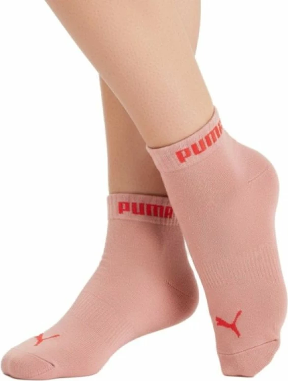 Çorape të shkurtra femrash Puma 3 copë, rozë/kuqe/të bardha