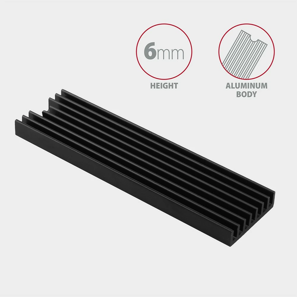 Radiator pasiv AXAGON CLR-M2L6 për SSD M.2, alumini, 22x80mm, i zi