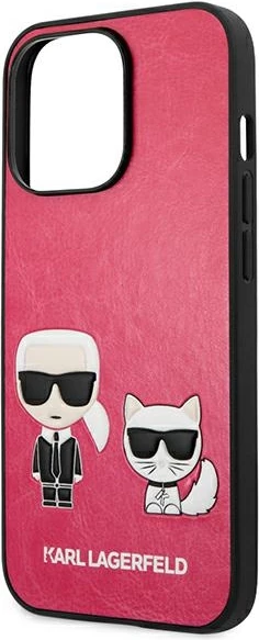 Mbështjellës Karl Lagerfeld KLHCP13LPCUSKCP për iPhone 13/13 Pro 6.1", Ikonik Karl & Choupette, fuksia