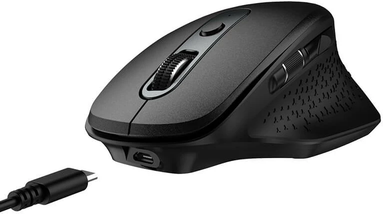 Maus pa kabllo Moye ERGO PRO, ergonomik, 6 butona, 800-2400 DPI, bateri e rikarikueshme, zi