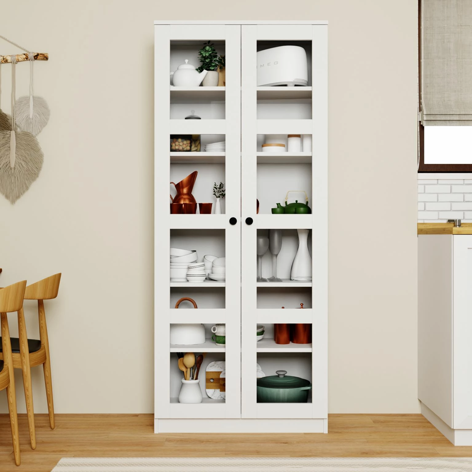 Dollap multifunksional, ngjyrë e bardhë, Skye Decor, Lucas Glass 1600-68