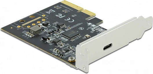 Kartë PCIe DeLOCK x4 për USB‑C, USB 3.2 Gen 2x2 20Gbps, low-profile, çelik inox