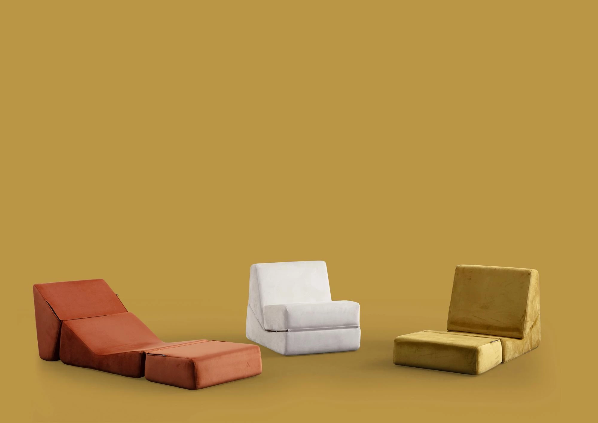 Krevat-kolltuk një vendësh Atelier del Sofa, Origami Convertable, ngjyrë mustard