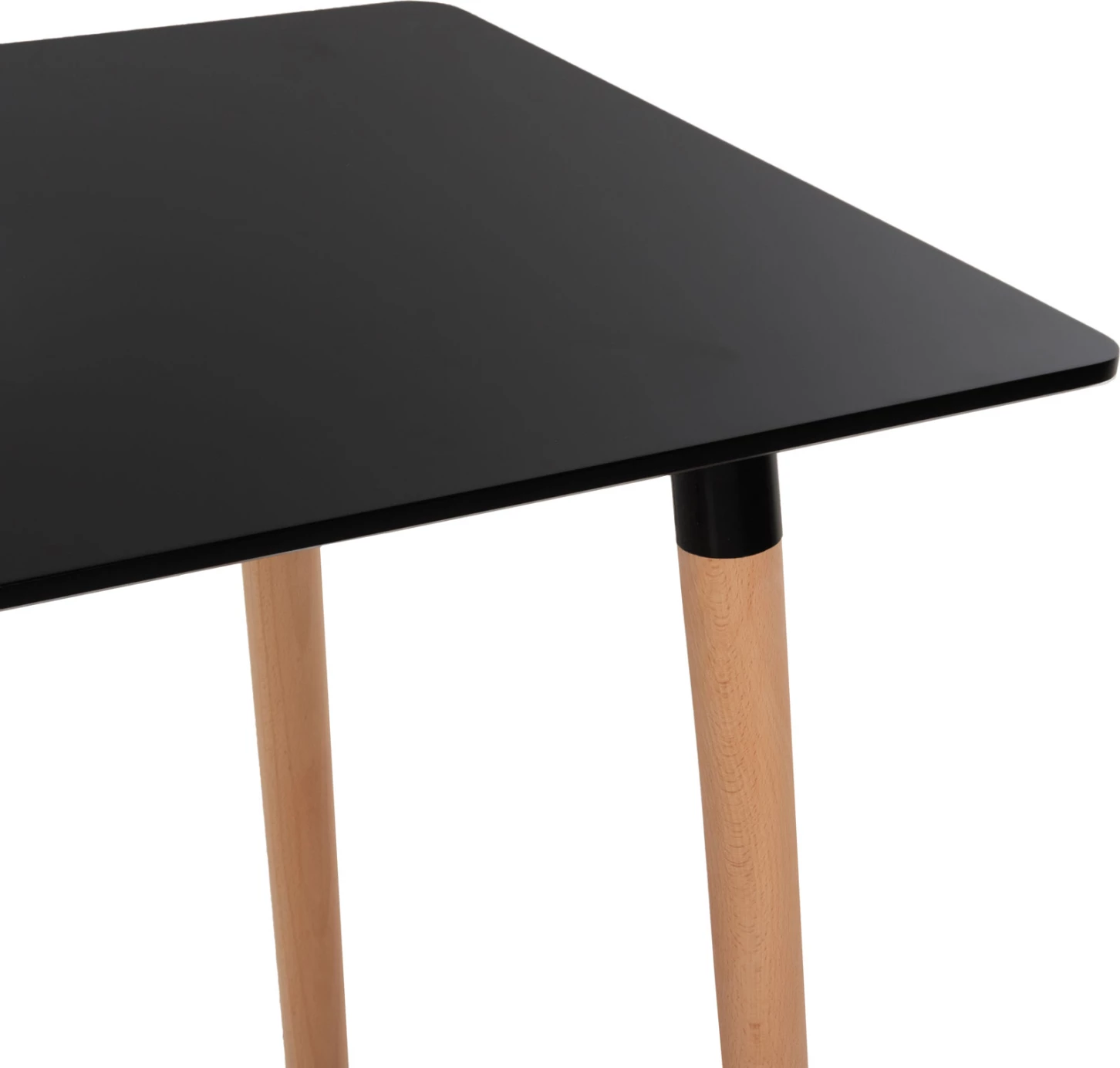 Tavolinë minimaliste për kuzhinë, MDF e zezë, këmbë druri ahu natyral, 120x60x74cm, FH8581.02