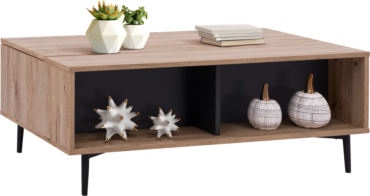 Tavolinë kafeje MARGARIT me sipërfaqe të ngritshme, ngjyrë lisi-gri, 100x58x39-53Y cm, FH8677.11