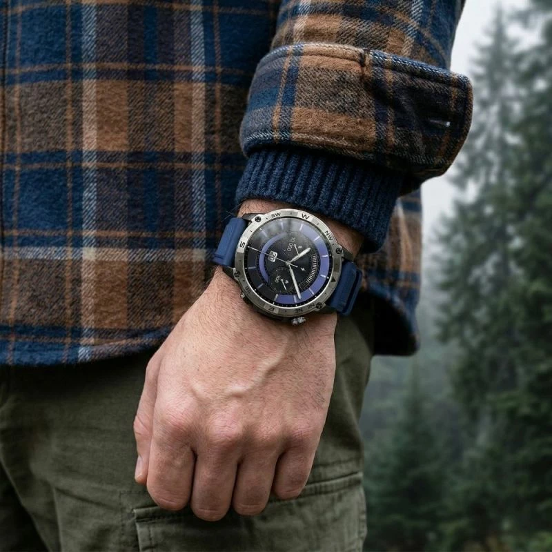 Smartwatch Gravity GT46-2, rrip silikoni dhe byzylyk çeliku, të zeza/blu
