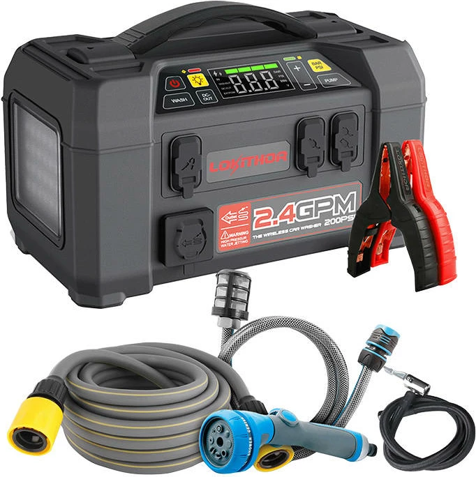 Jump starter, powerbank, kompresor, lavatriçe presioni dhe llambë Lokithor AW401, 20000mAh, 2500A, 12V, e zezë
