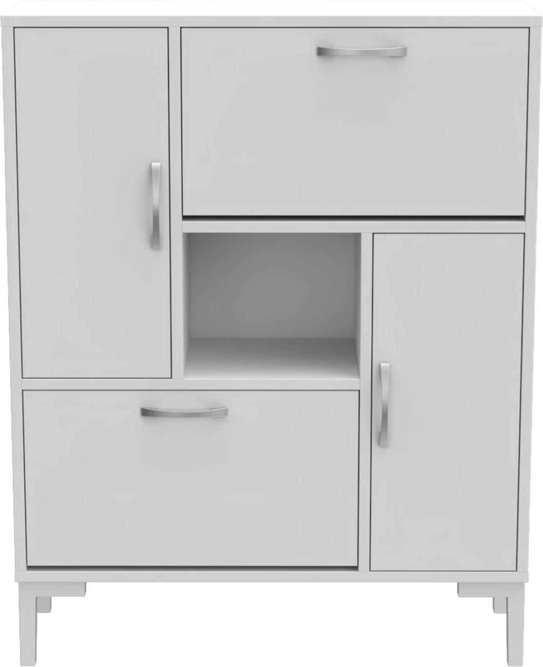 Dollap për këpuca MEDY, melaminë e bardhë, këmbë të bardha, FH18187.03, 86.5x30x109cm