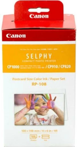 Letër foto me bojë, Canon RP-108, 100x148 mm (4x6\"), 108 printime, për SELPHY CP, e bardhë, set