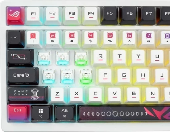 Tastierë Asus ROG Azoth X, mekanike, RGB, wireless/wired, 75%, bardhë-zi