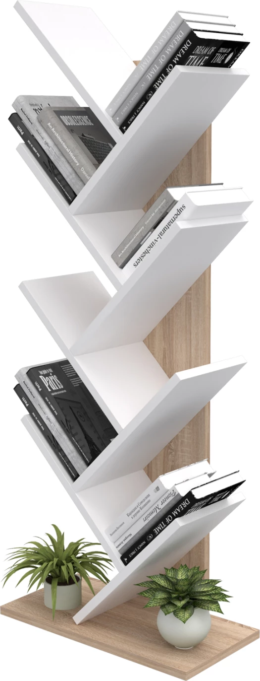 Raft librash modern LIANA FH18193.03 melaminë, ngjyrë sonama-bardhë, 53x27x138 cm