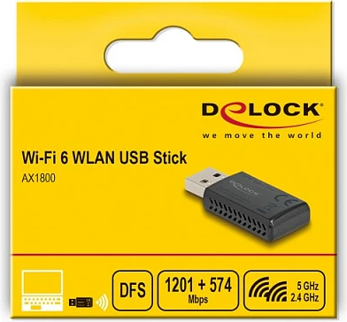 Adapter Wi‑Fi USB DeLOCK AX1800, Wi‑Fi 6, Dual Band 2.4/5 GHz, 1775 Mbps, i zi